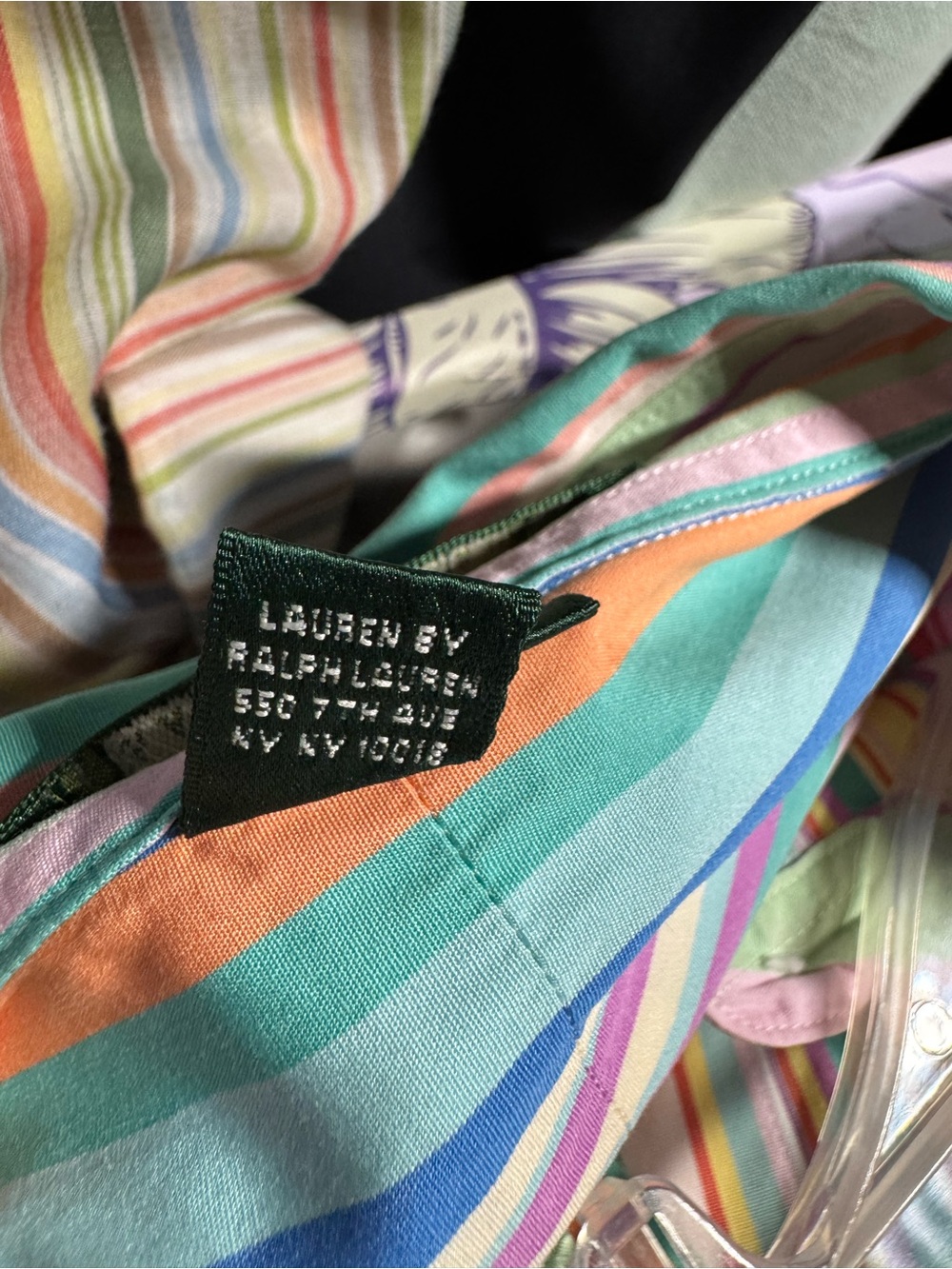 Lauren Ralph Lauren 1X Multicolor Striped Cotton Button Down Shirt Tunic - Picture 7 of 8